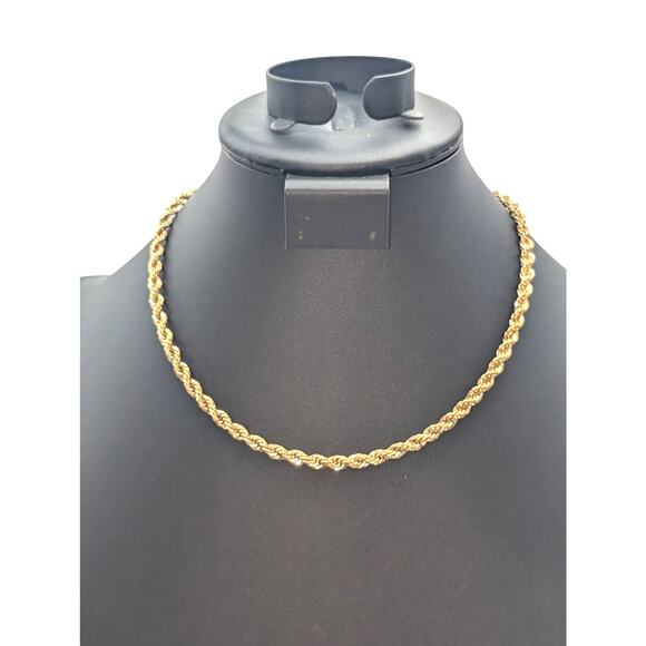 Vintage Marked 14 KGS Gold Tone 5mm Diamond Cut Rope Chain 18.25" Necklace - Picture 4 of 4